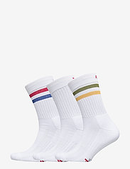 Tennis Crew Socks 3-pack - WHITE RETRO (STRIPES IN RED/BLUE, WHITE, GREEN/YELLOW)