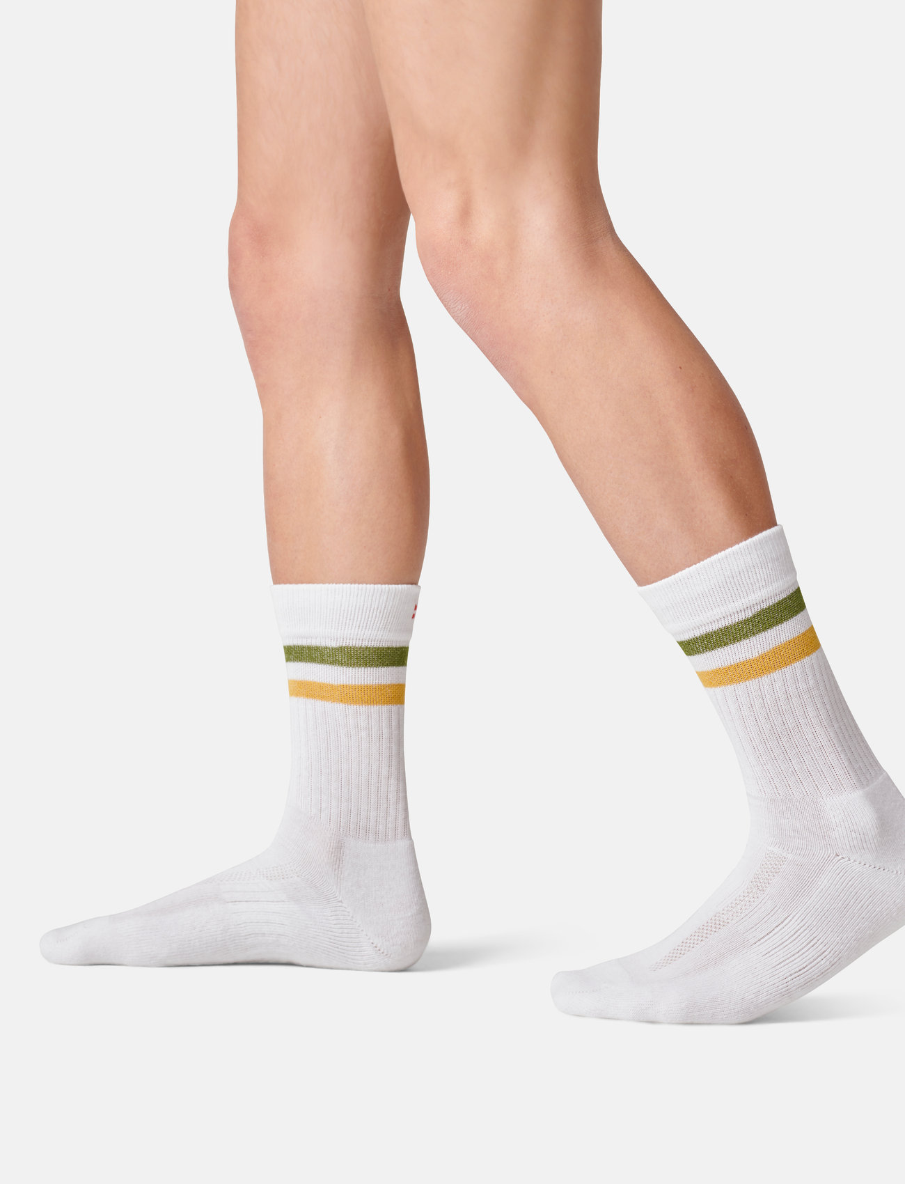 Danish Endurance - Tennis Crew Socks 3-pack - vanlige sokker - white retro (stripes in red/blue, white, green/yellow) - 1