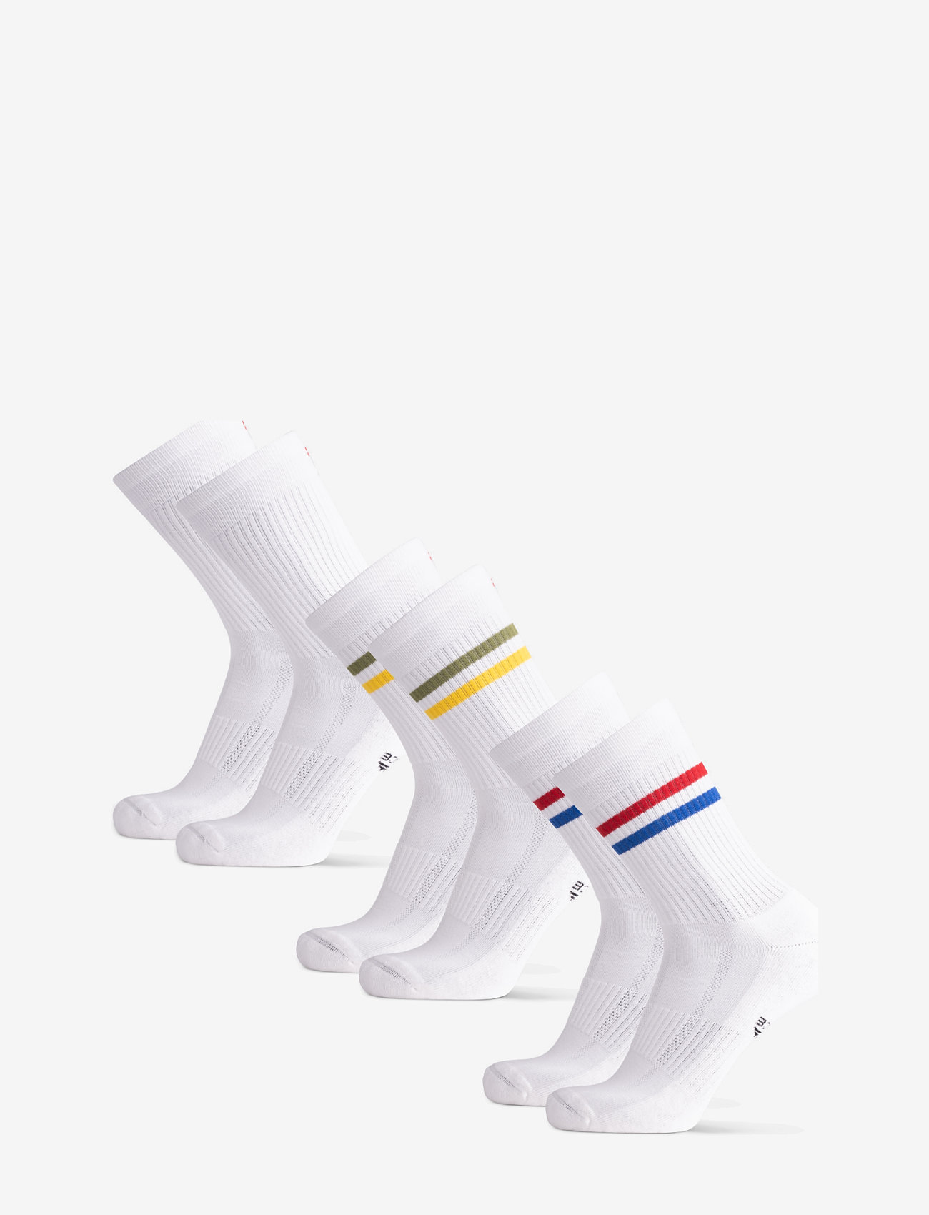 Danish Endurance - Tennis Crew Socks 3-pack - sportstrømper - white retro (stripes in red/blue, white, green/yellow) - 2