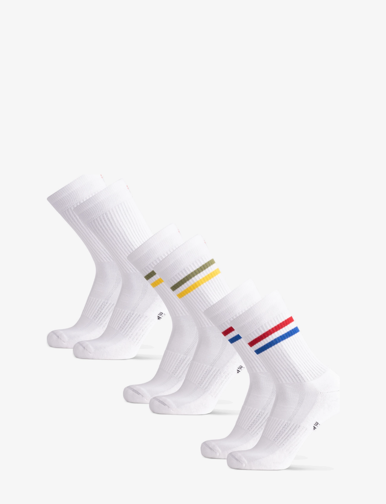 Danish Endurance - Tennis Crew Socks 3-pack - laveste priser - white retro (stripes in red/blue, white, green/yellow) - 2