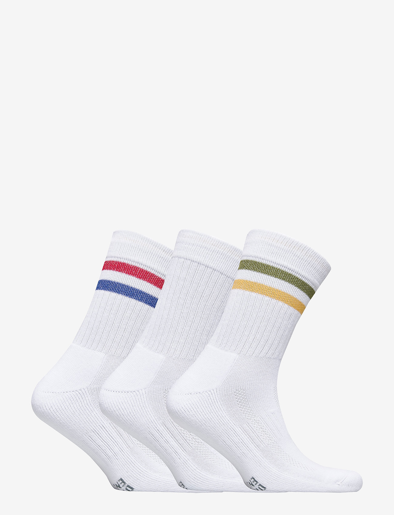 Danish Endurance - Tennis Crew Socks 3-pack - sportstrømper - white retro (stripes in red/blue, white, green/yellow) - 3