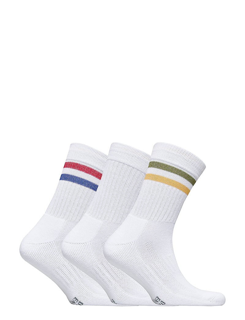 Danish Endurance - Tennis Crew Socks 3-pack - sportstrømper - white retro (stripes in red/blue, white, green/yellow) - 3