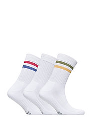 Danish Endurance - Tennis Crew Socks 3-pack - vanliga strumpor - white retro (stripes in red/blue, white, green/yellow) - 2