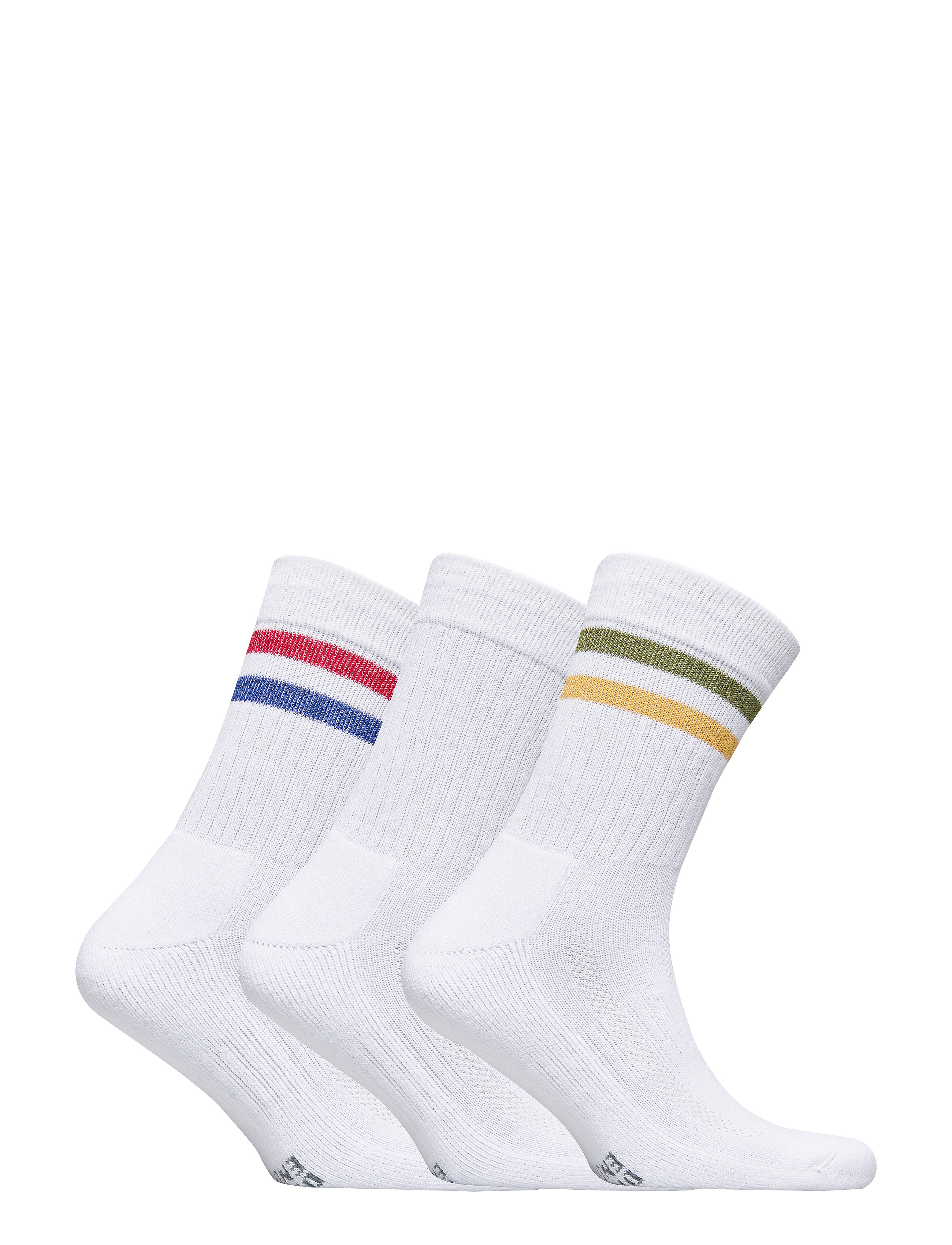 Danish Endurance - Tennis Crew Socks 3-pack - laveste priser - white retro (stripes in red/blue, white, green/yellow) - 3