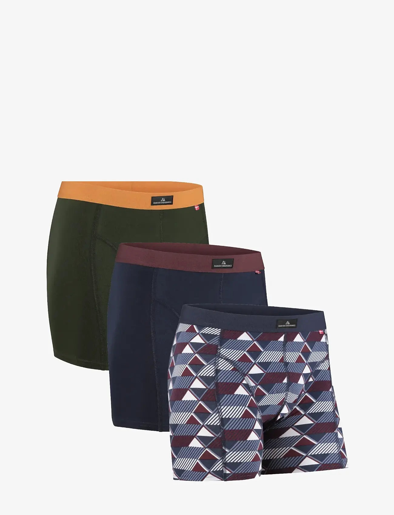 Danish Endurance - Men's Classic Trunks 3-pack - madalaimad hinnad - multicolor (3x black, 1x green/orange, 1x navy blue/bordeaux, 1x retro) - 0
