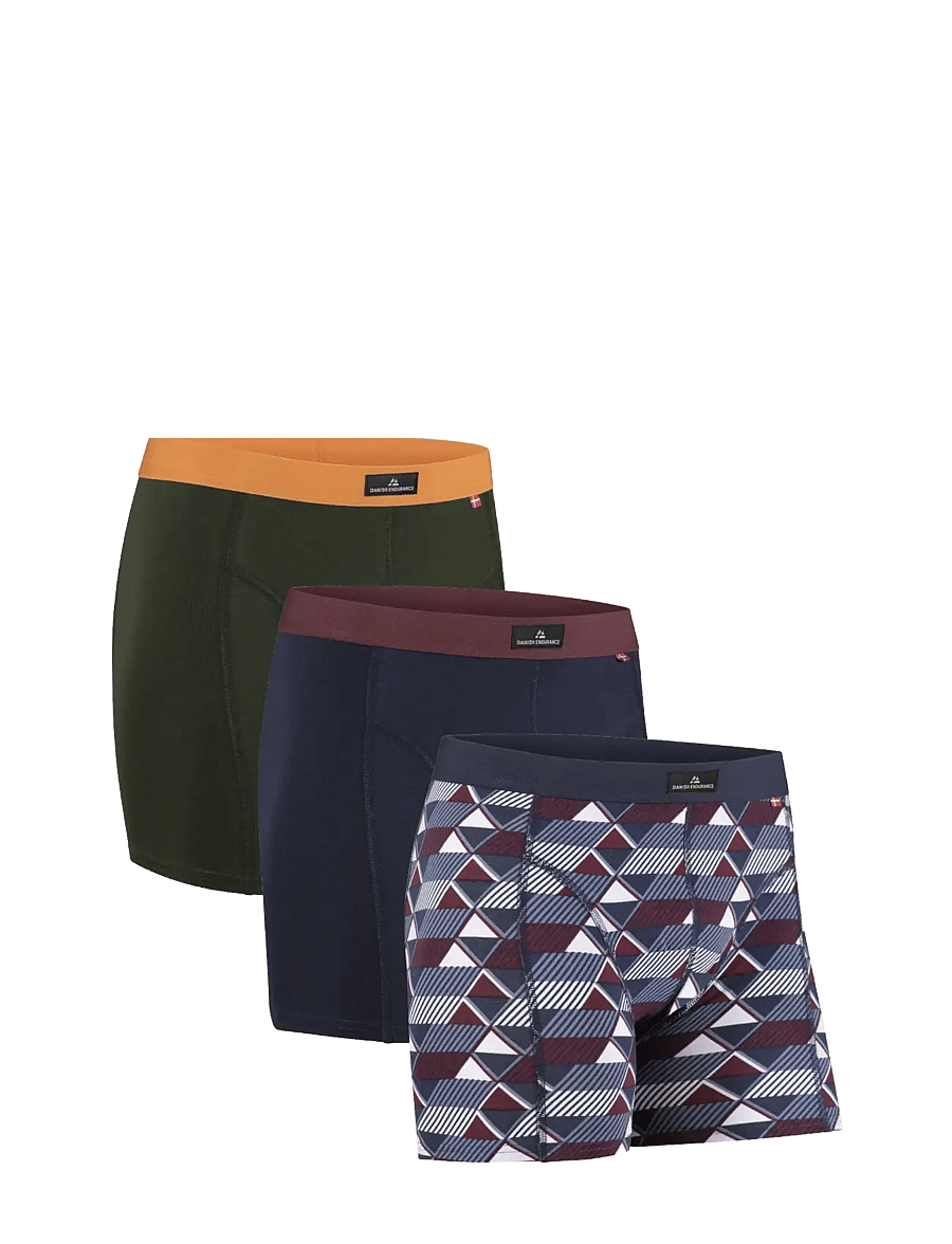 Danish Endurance - Classic Trunks (Men) 3-pack - boxers - multicolor (3x black, 1x green/orange, 1x navy blue/bordeaux, 1x retro) - 1
