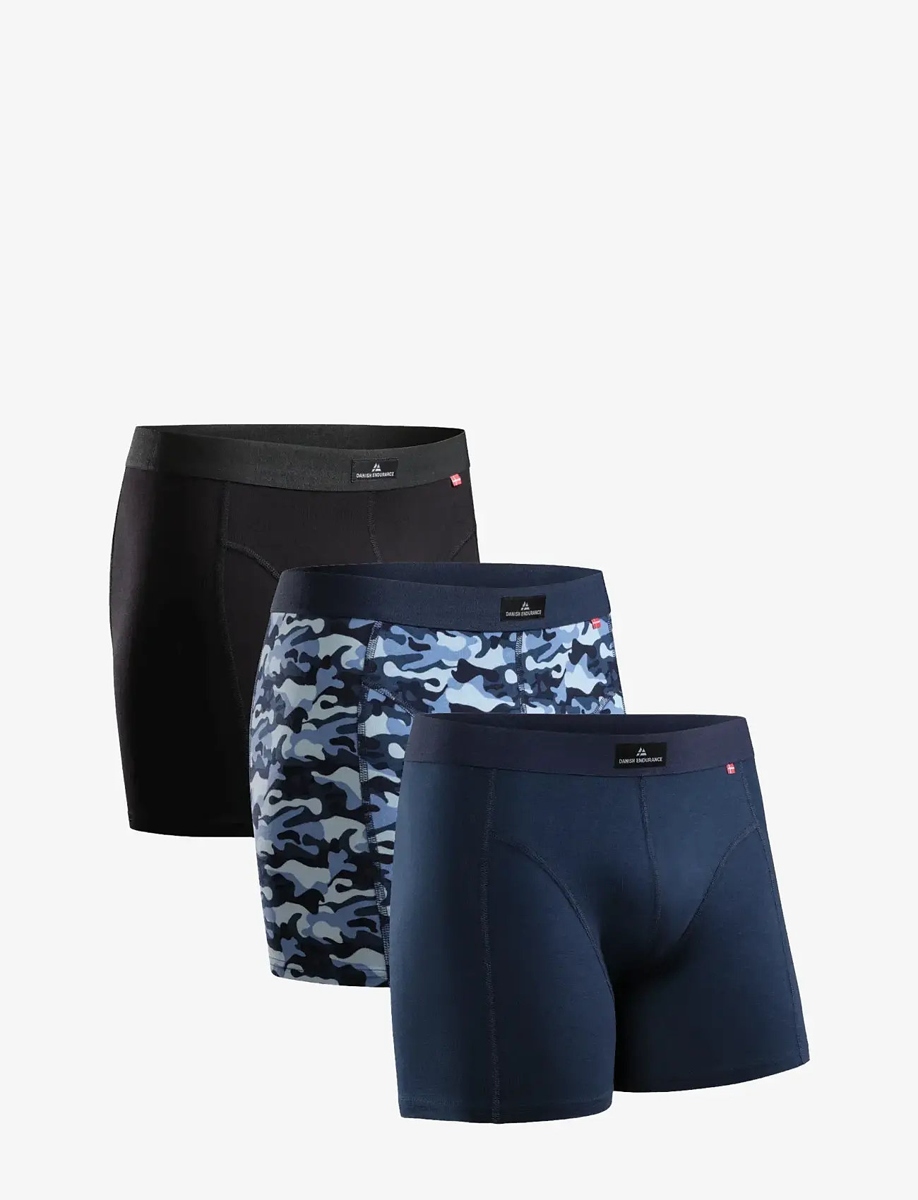 Danish Endurance - Men's Classic Trunks 3-pack - die niedrigsten preise - multicolor (1x black, 1x camouflage, 1x navy blue) - 0