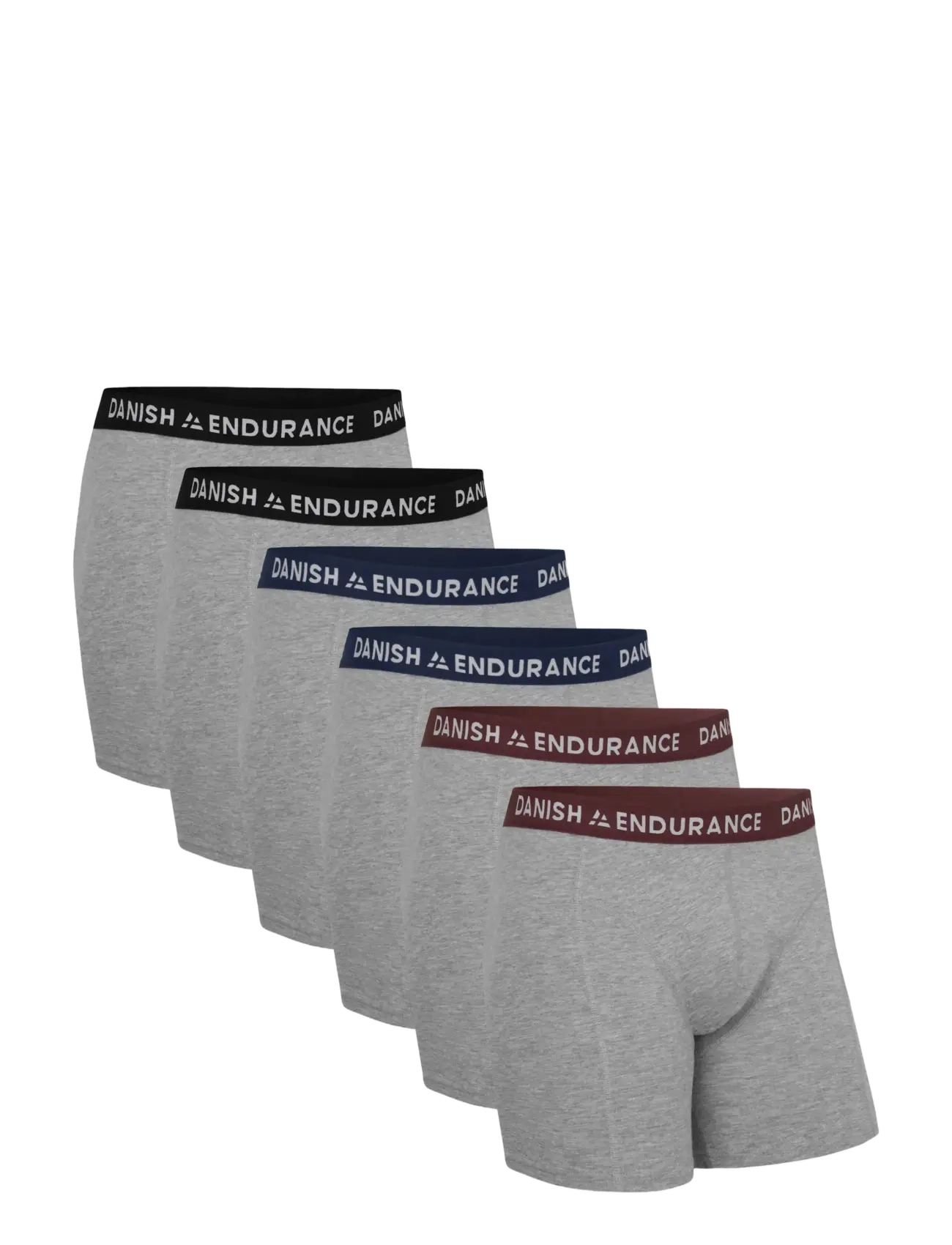 Danish Endurance Classic Trunks (Men) 6-pack - Drabužiai - MC (2XGREY/BLACK, 2XGREY/NAVY BLUE, 2XGREY/BORDEAUX) / grey