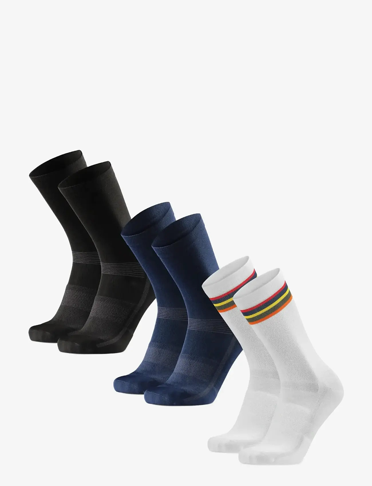 Danish Endurance - High Cycling Socks 3 Pack - sport socks - multicolor (1x black, 1x blue, 1x white/stripes) - 2