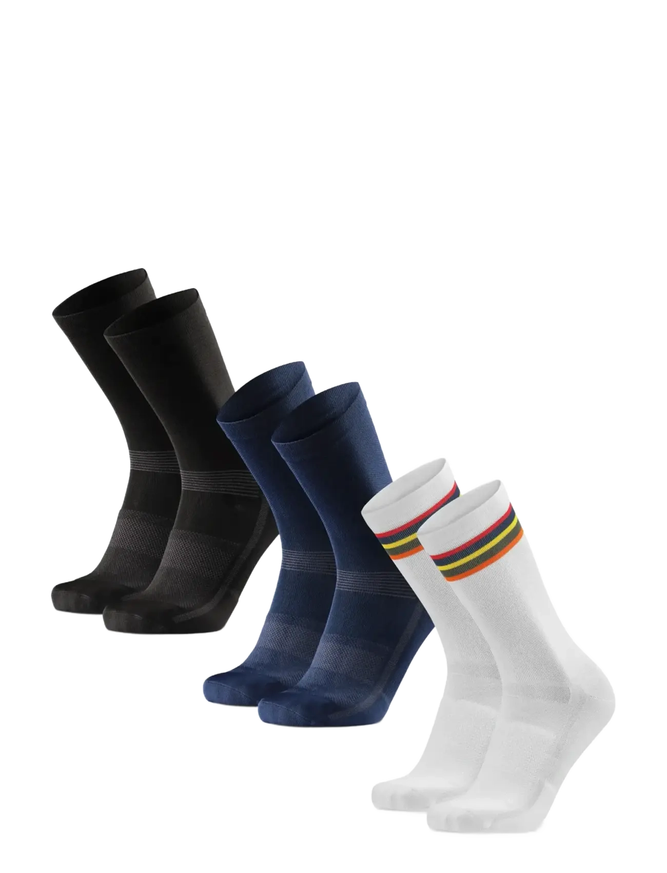 Danish Endurance - Aero Cycling Crew Socks 3-pack - träningsstrumpor - multicolor (1x black, 1x blue, 1x white/stripes) - 2
