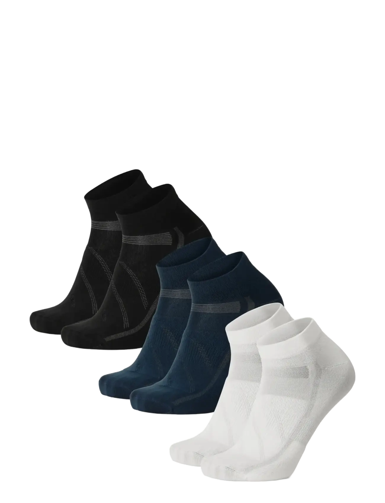 Low Cut Cycling Socks 3 Pack - MULTICOLOR (1X BLACK, 1X BLUE, 1X WHITE/STRIPES)