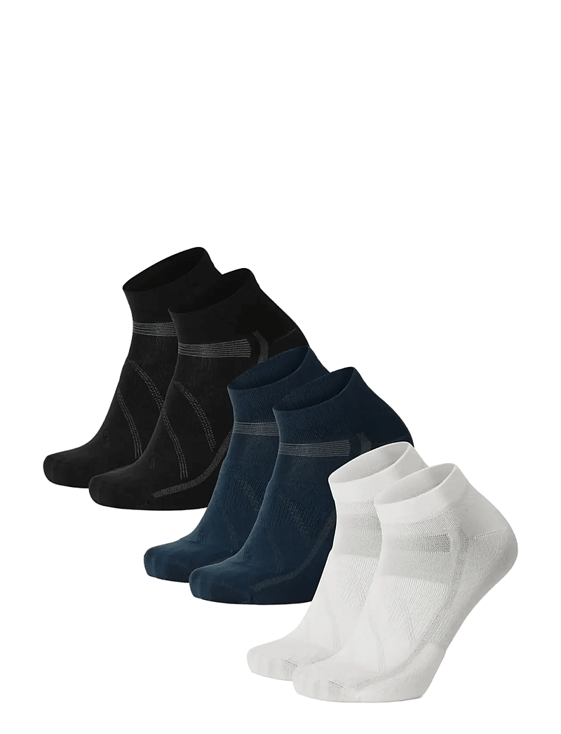 Danish Endurance - Low Cut Cycling Socks 3 Pack - träningsstrumpor - multicolor (1x black, 1x blue, 1x white/stripes) - 1