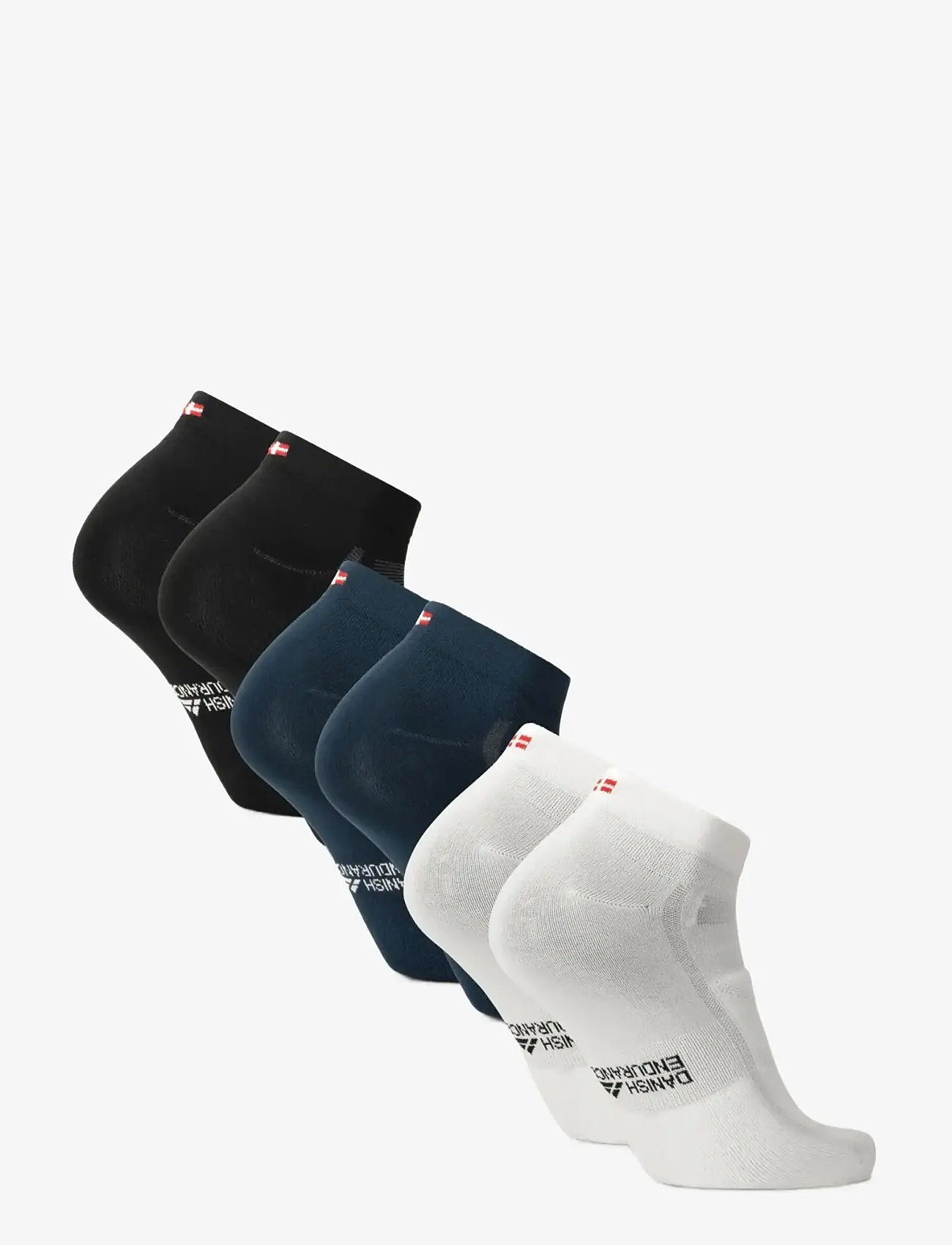 Danish Endurance - Low Cut Cycling Socks 3 Pack - träningsstrumpor - multicolor (1x black, 1x blue, 1x white/stripes) - 2