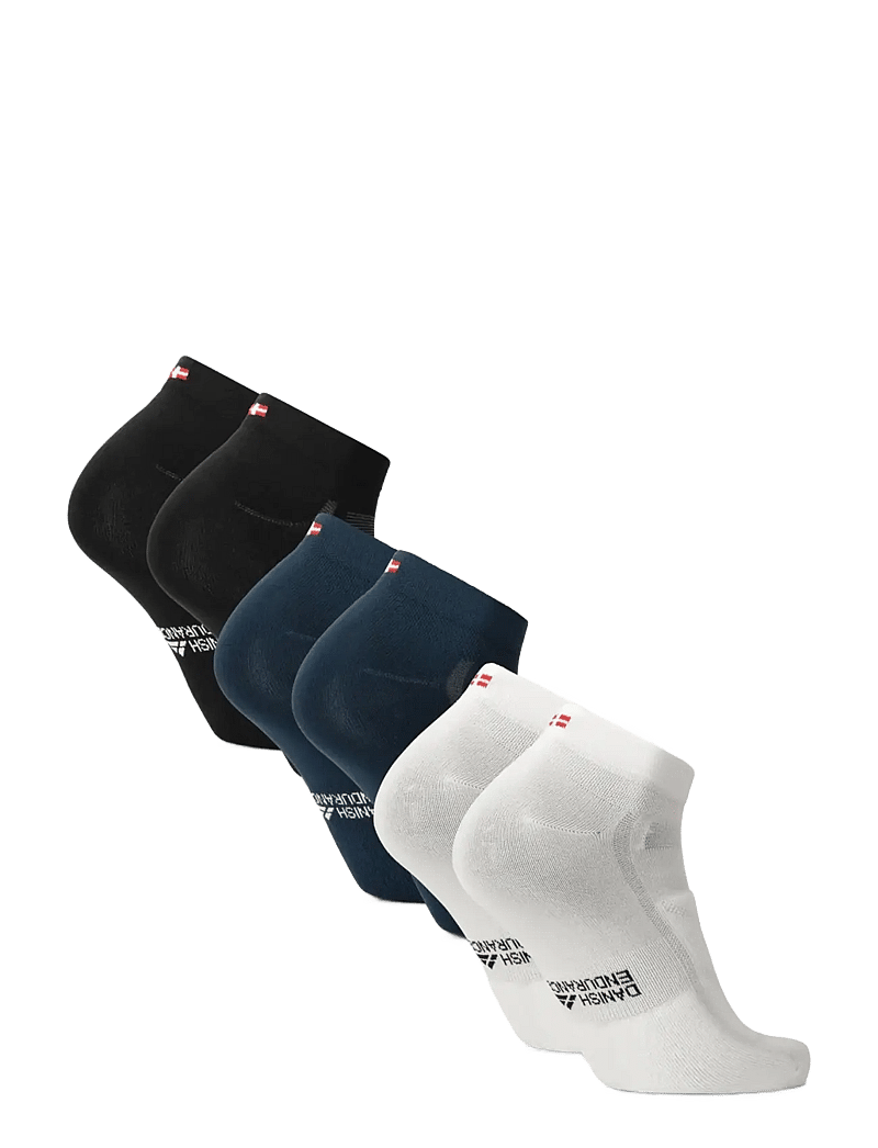 Danish Endurance - Low Cut Cycling Socks 3 Pack - träningsstrumpor - multicolor (1x black, 1x blue, 1x white/stripes) - 2