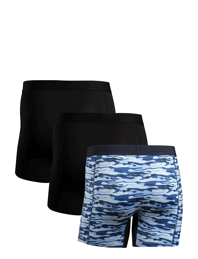 Danish Endurance - Sports Trunks (Men) 3-pack - boxershorts - multicolor (2x black, 1x blue camouflage) - 1