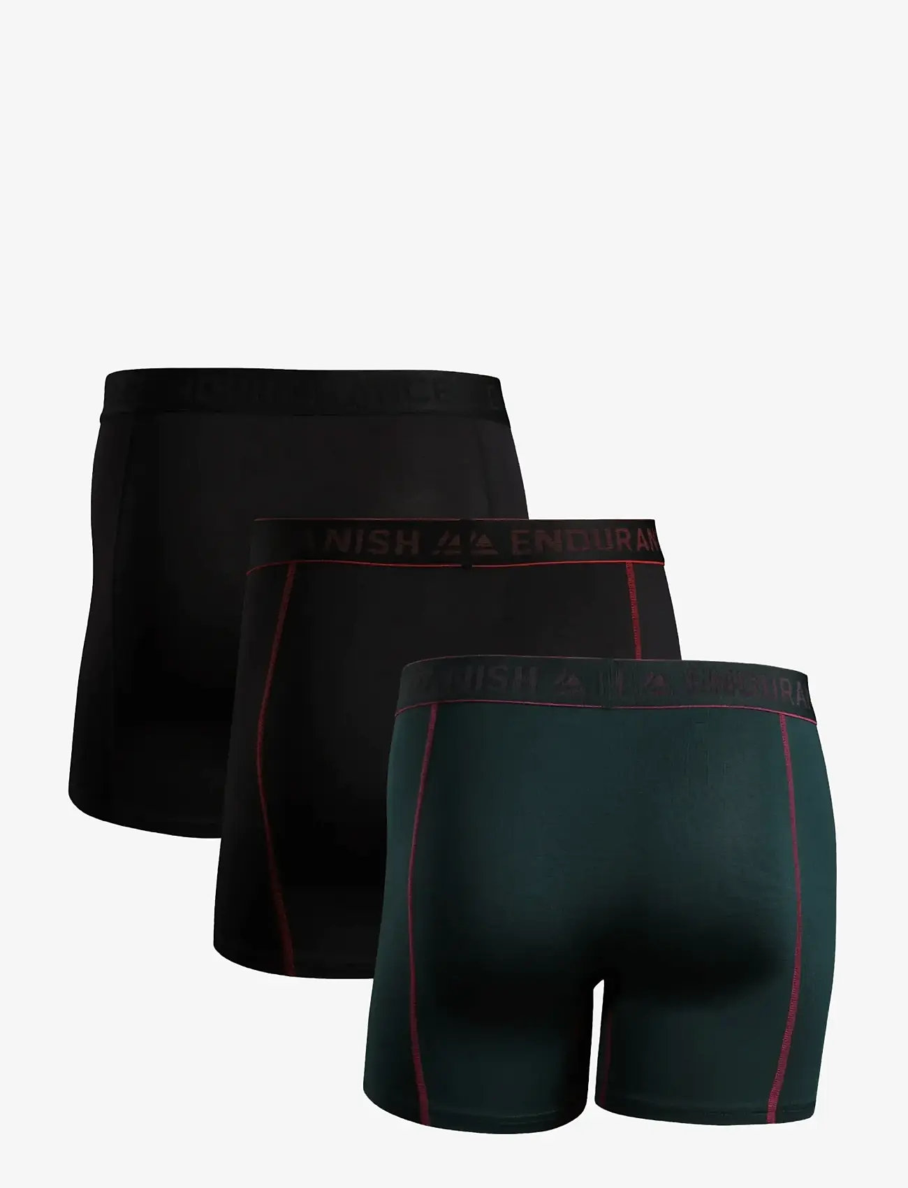 Danish Endurance - Sports Trunks (Men) 3-pack - boxershorts - multicolor (1x black, 1x black/red, 1x green/purple) - 1