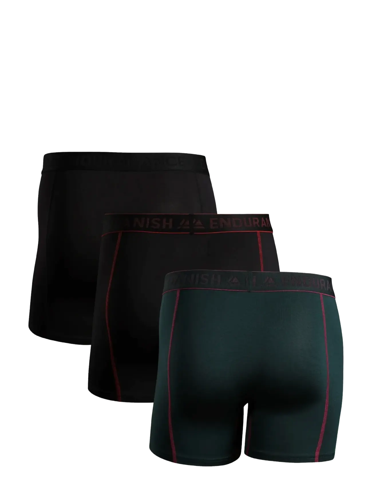 Danish Endurance - Sports Trunks (Men) 3-pack - boxershorts - multicolor (1x black, 1x black/red, 1x green/purple) - 1