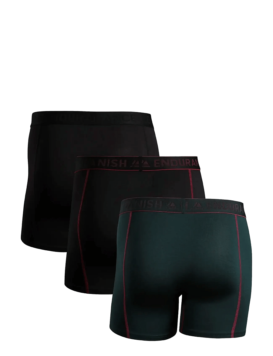 Danish Endurance - Sports Trunks (Men) 3-pack - boxershorts - multicolor (1x black, 1x black/red, 1x green/purple) - 1