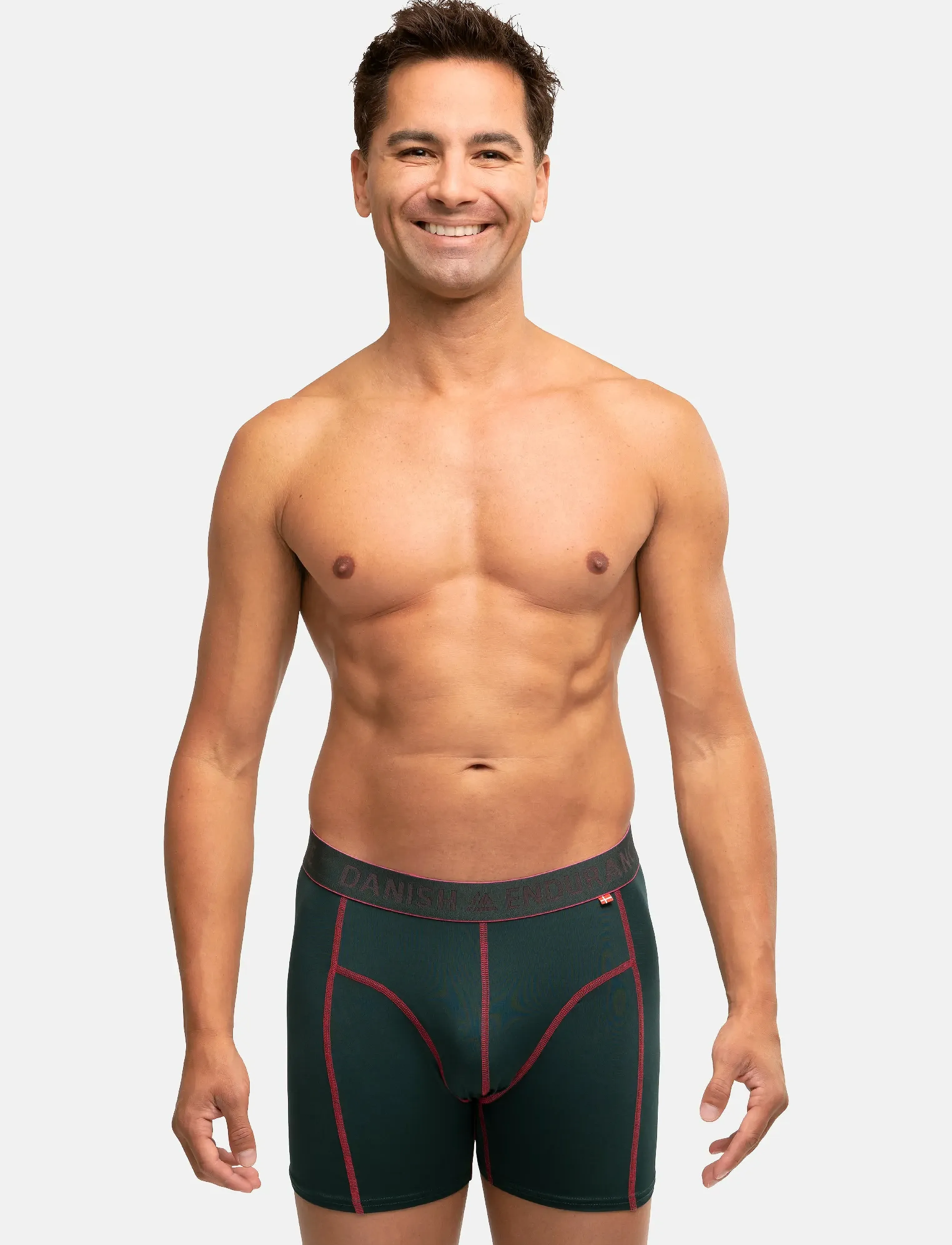 Danish Endurance - Sports Trunks (Men) 3-pack - boxershorts - multicolor (1x black, 1x black/red, 1x green/purple) - 2