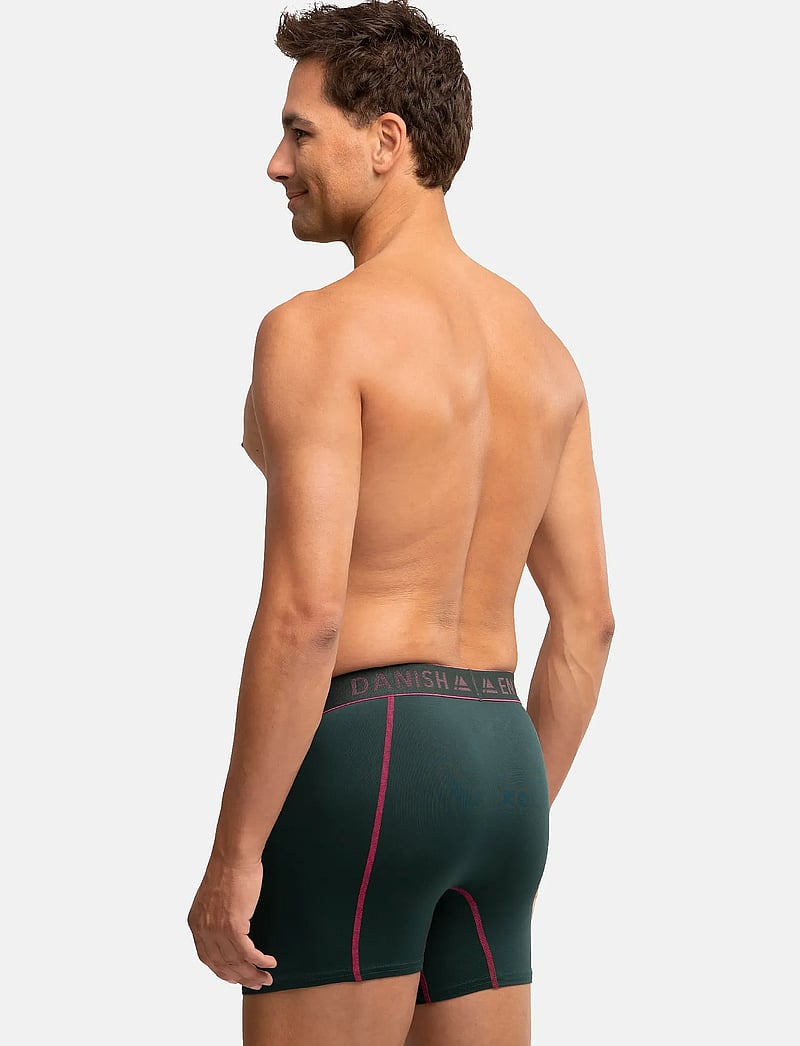 Danish Endurance - Men's Sports Trunks 3-pack - boxer briefs - multicolor (1x black, 1x black/red, 1x green/purple) - 3