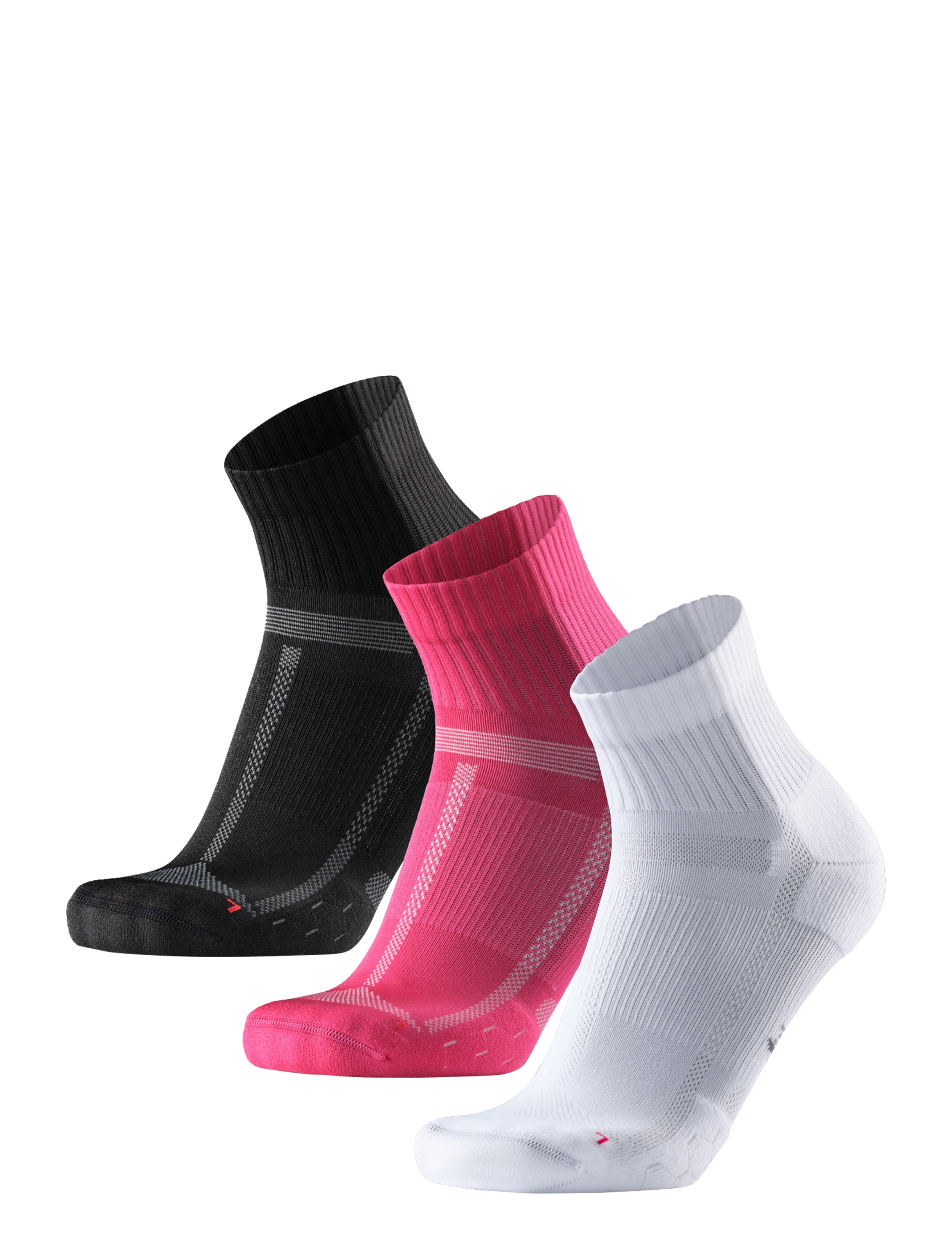 Danish Endurance - Long Distance Running Quarter Socks 3-pack - strümpfe - multicolour (1x black, 1x pink, 1x white) - 2