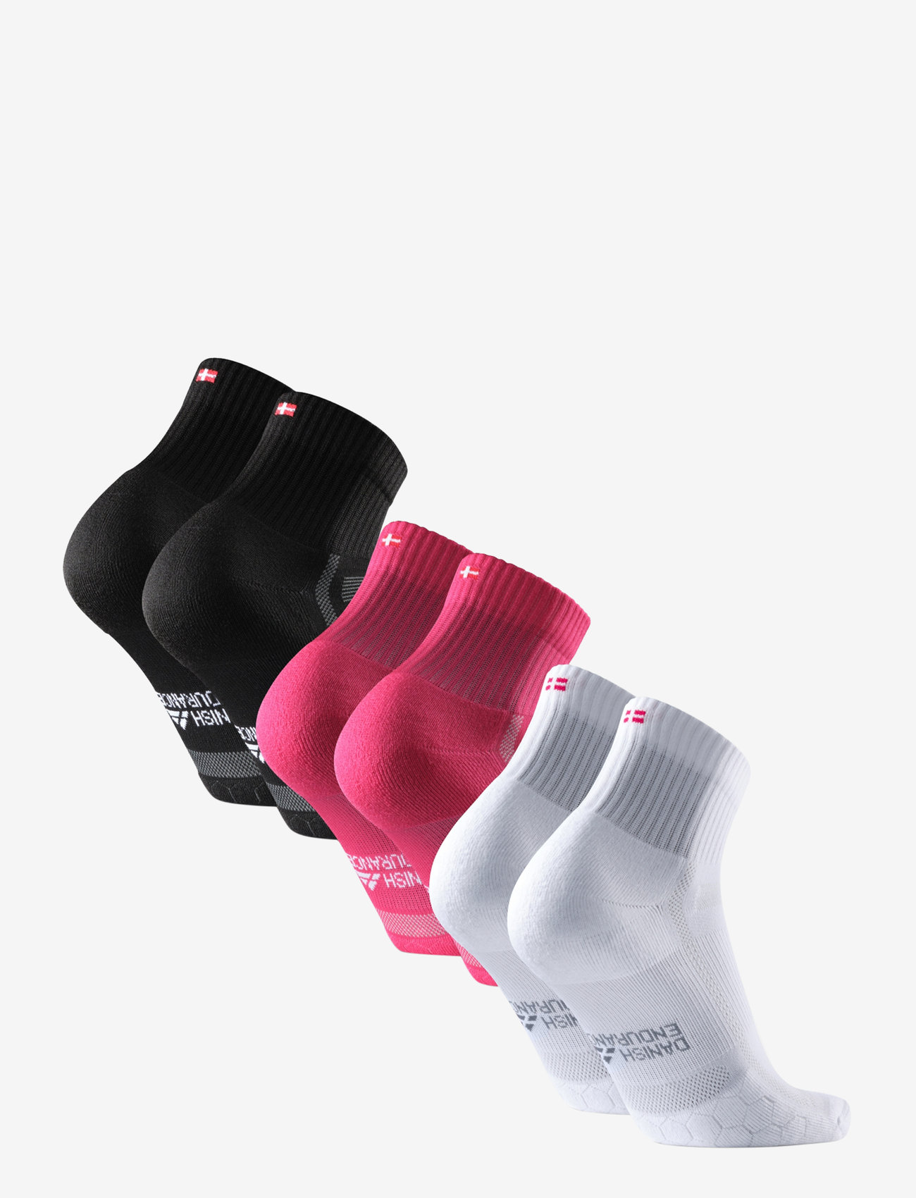 Danish Endurance - Long Distance Running Socks 3-pack - sportsocken - multicolour (1x black, 1x pink, 1x white) - 3
