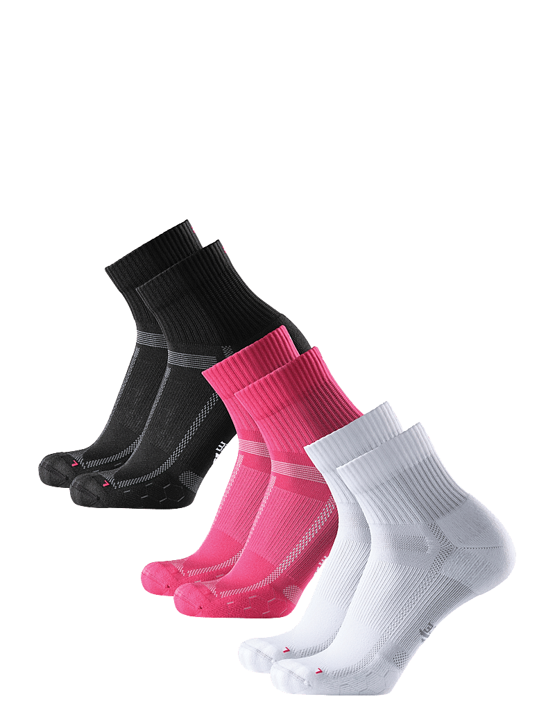 Danish Endurance - Long Distance Running Quarter Socks 3-pack - sportstrømper - multicolour (1x black, 1x pink, 1x white) - 4