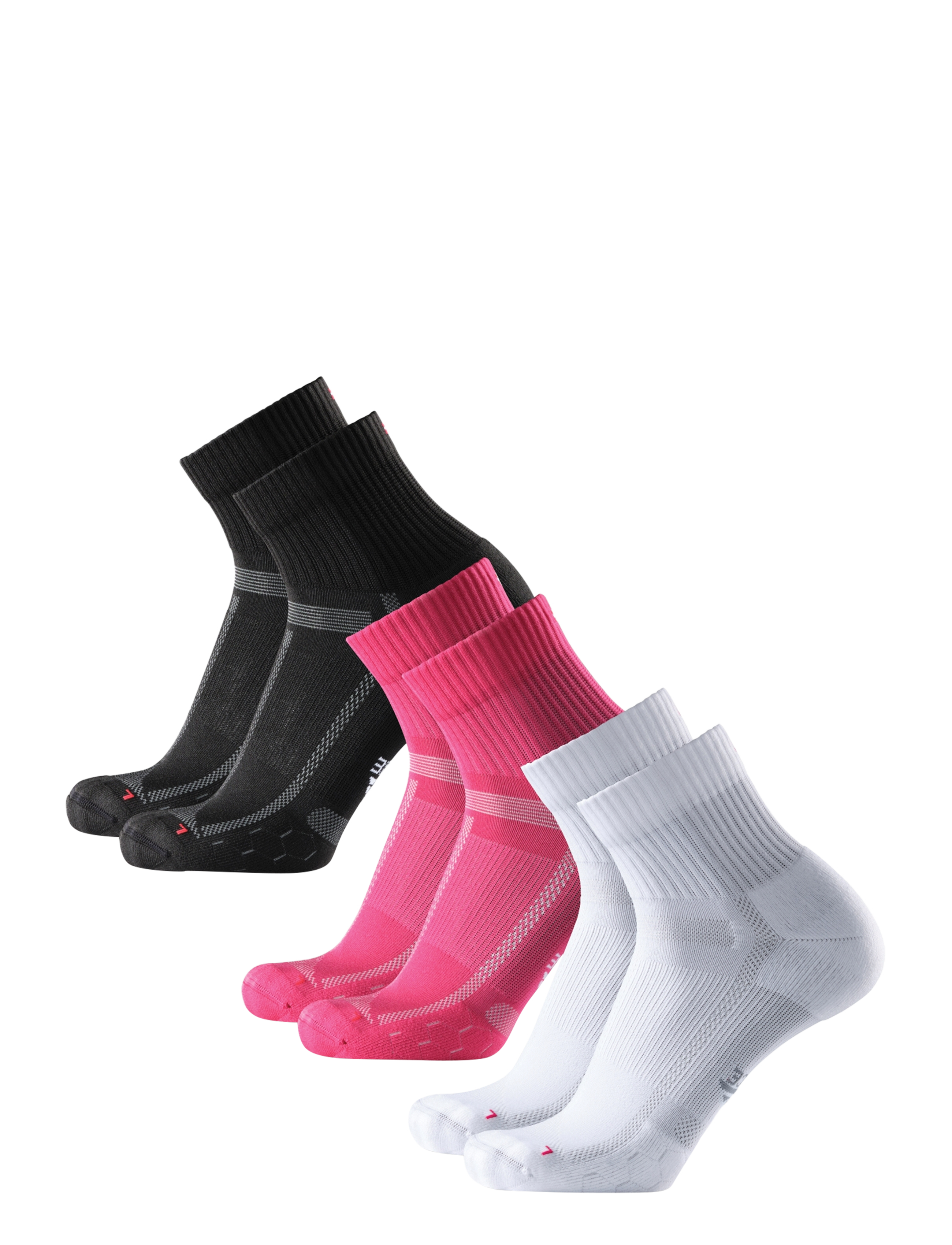 Danish Endurance - Long Distance Running Quarter Socks 3-pack - strümpfe - multicolour (1x black, 1x pink, 1x white) - 4