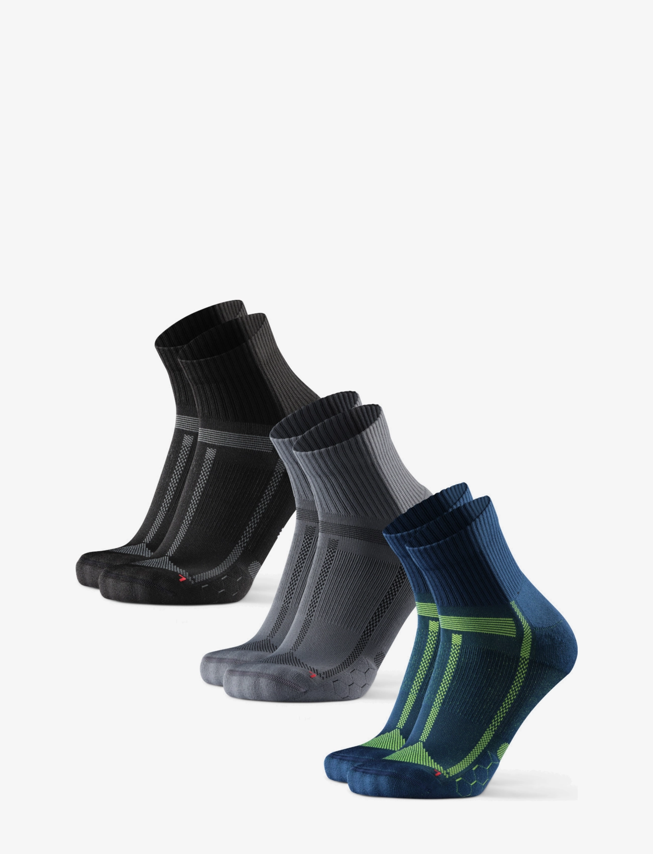 Dänisch ENDURANCE Long Distance Running Quarter Socken 3-Pack Patterned - 43-47 - Damen