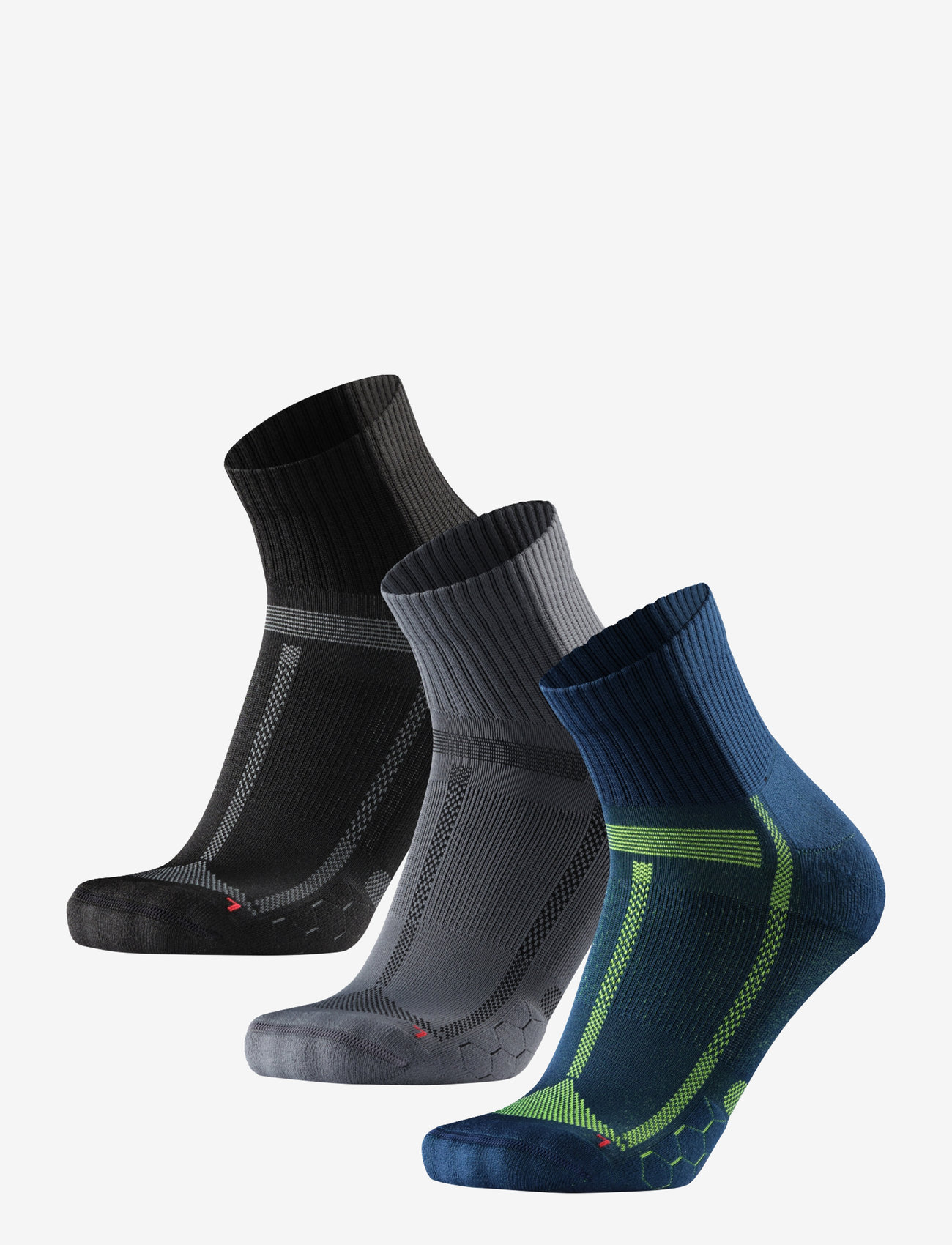 Danish Endurance - Long Distance Running Socks 3-pack - träningsstrumpor - multicolor (1x black/grey, 1x blue/yellow, 1x grey/black) - 2