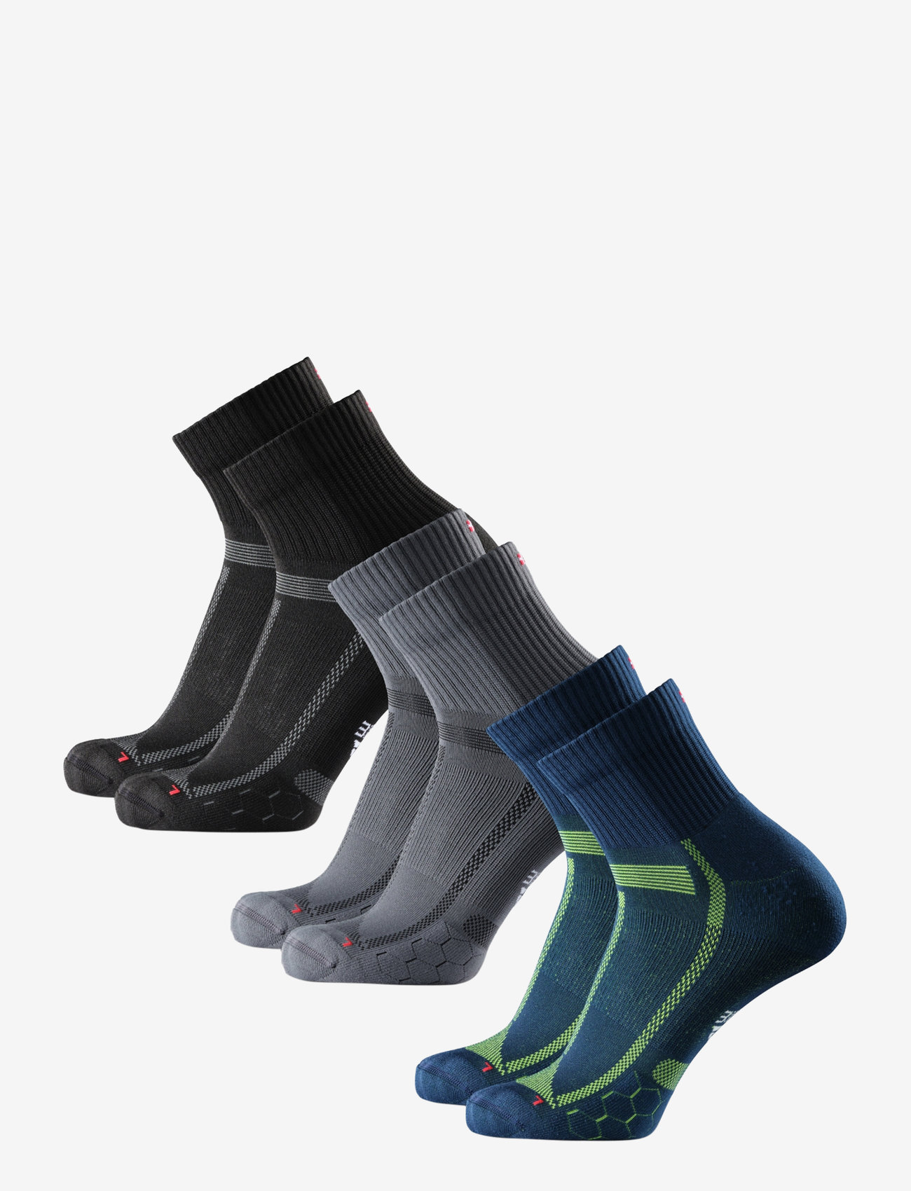 Danish Endurance - Long Distance Running Socks 3-pack - träningsstrumpor - multicolor (1x black/grey, 1x blue/yellow, 1x grey/black) - 4