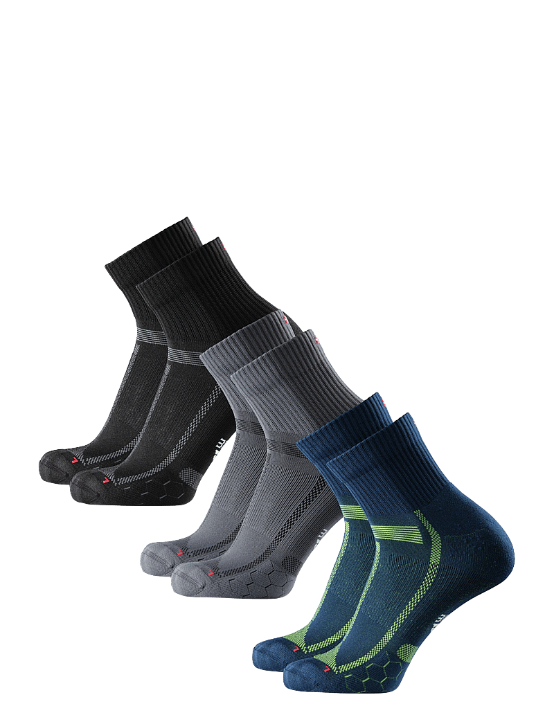 Danish Endurance - Long Distance Running Socks 3-pack - träningsstrumpor - multicolor (1x black/grey, 1x blue/yellow, 1x grey/black) - 4