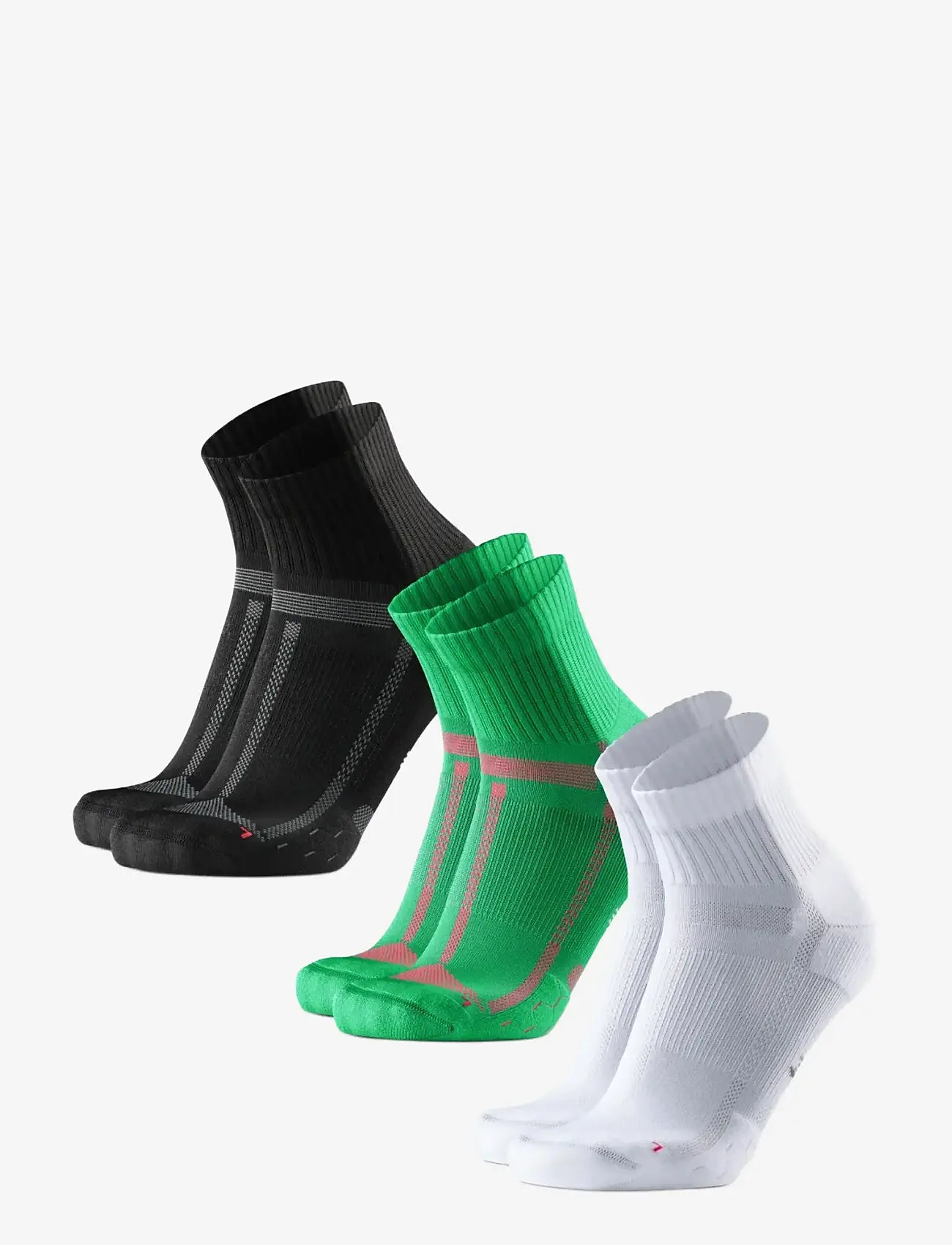 Danish Endurance - Long Distance Running Quarter Socks 3-pack - sportstrømper - mc (1xblack/grey, 1xgreen, 1xwhite) - 1