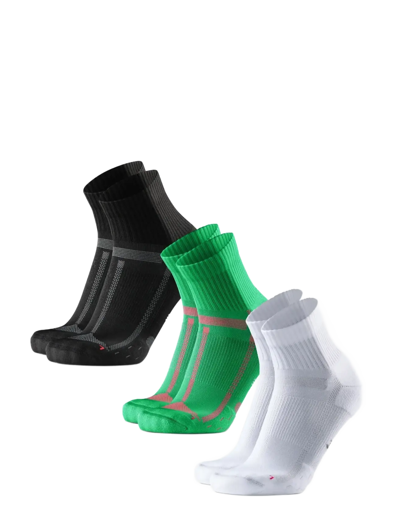 Danish Endurance Long Distance Running Quarter Socks 3-pack - Danish Endurance - MC (1XBLACK/GREY, 1XGREEN, 1XWHITE) / black