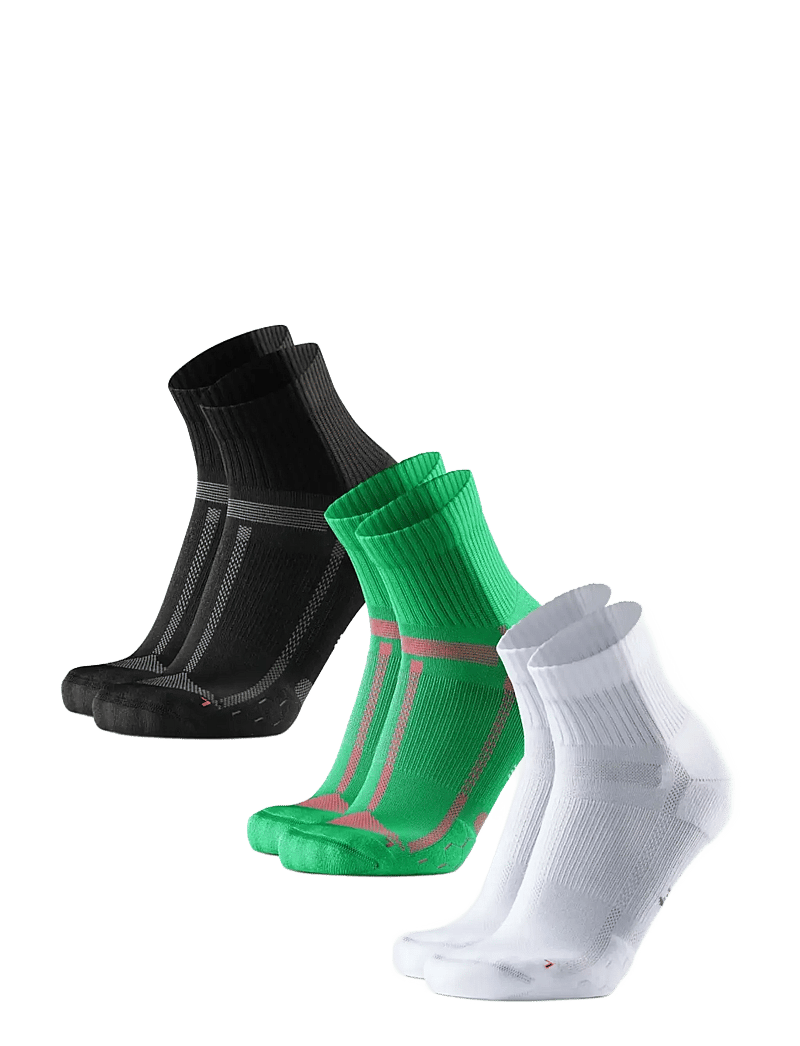 Danish Endurance - Long Distance Running Quarter Socks 3-pack - sportstrømper - mc (1xblack/grey, 1xgreen, 1xwhite) - 1