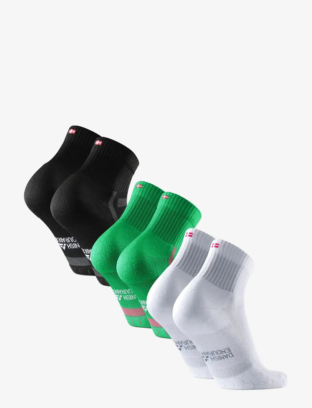 Danish Endurance - Long Distance Running Quarter Socks 3-pack - sportstrømper - mc (1xblack/grey, 1xgreen, 1xwhite) - 2