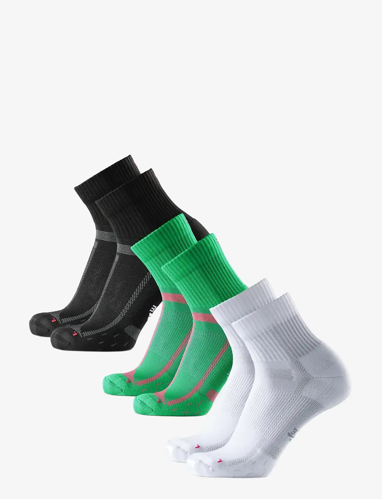 Danish Endurance - Long Distance Running Quarter Socks 3-pack - sportstrømper - mc (1xblack/grey, 1xgreen, 1xwhite) - 3