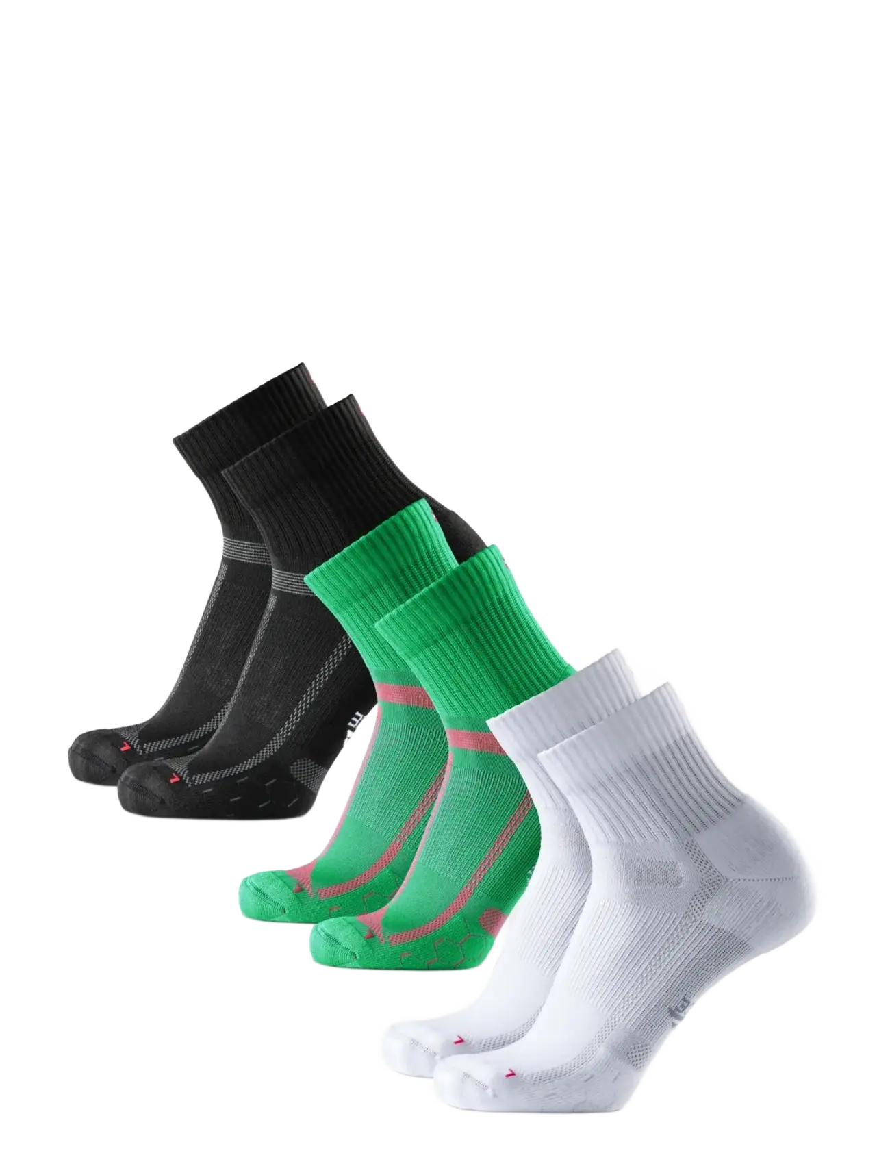 Danish Endurance - Long Distance Running Quarter Socks 3-pack - laveste priser - mc (1xblack/grey, 1xgreen, 1xwhite) - 3