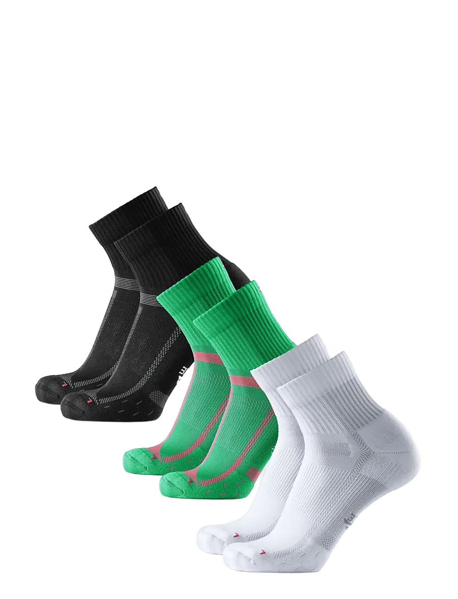 Danish Endurance - Long Distance Running Quarter Socks 3-pack - träningsstrumpor - mc (1xblack/grey, 1xgreen, 1xwhite) - 3