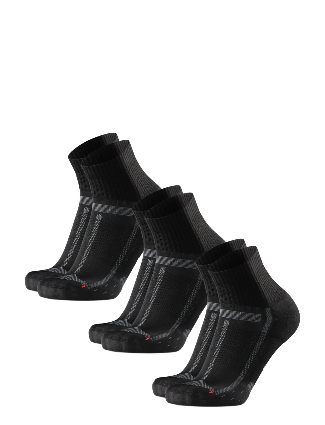 Dänisch ENDURANCE Long Distance Running Quarter Socken 3-Pack Schwarz - 43-47 - Damen