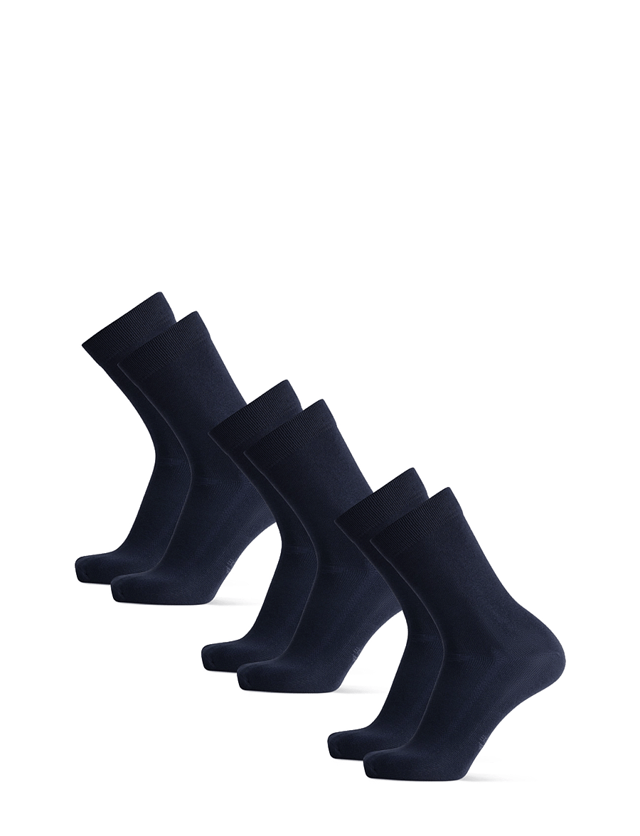 Danish Endurance - Bamboo Crew Socks 3-pack - vanliga strumpor - navy blue - 3