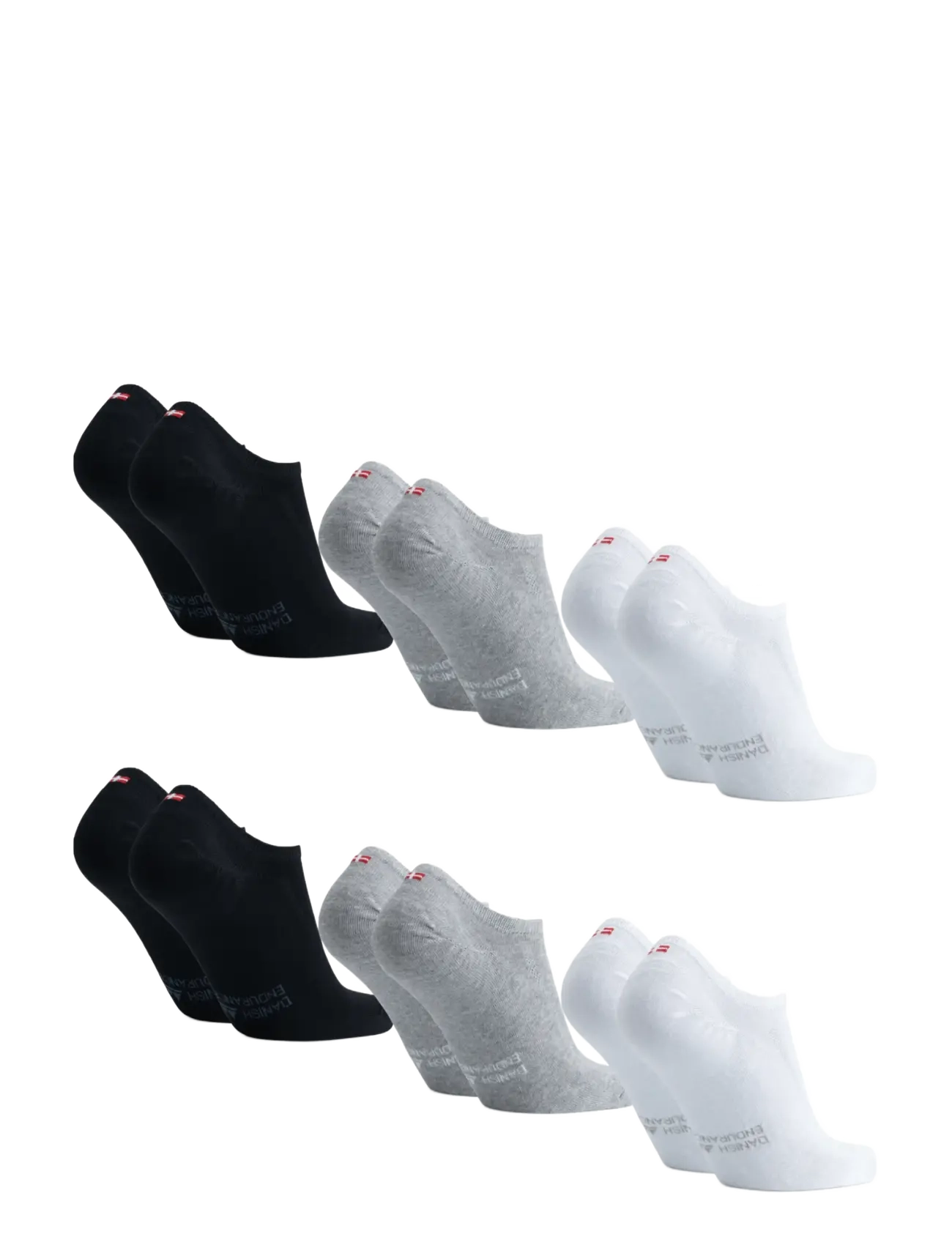 Danish Endurance - Cotton No-Show Socks 6-pack - träningsstrumpor - multicolor (2x black, 2x grey, 2x white) - 2