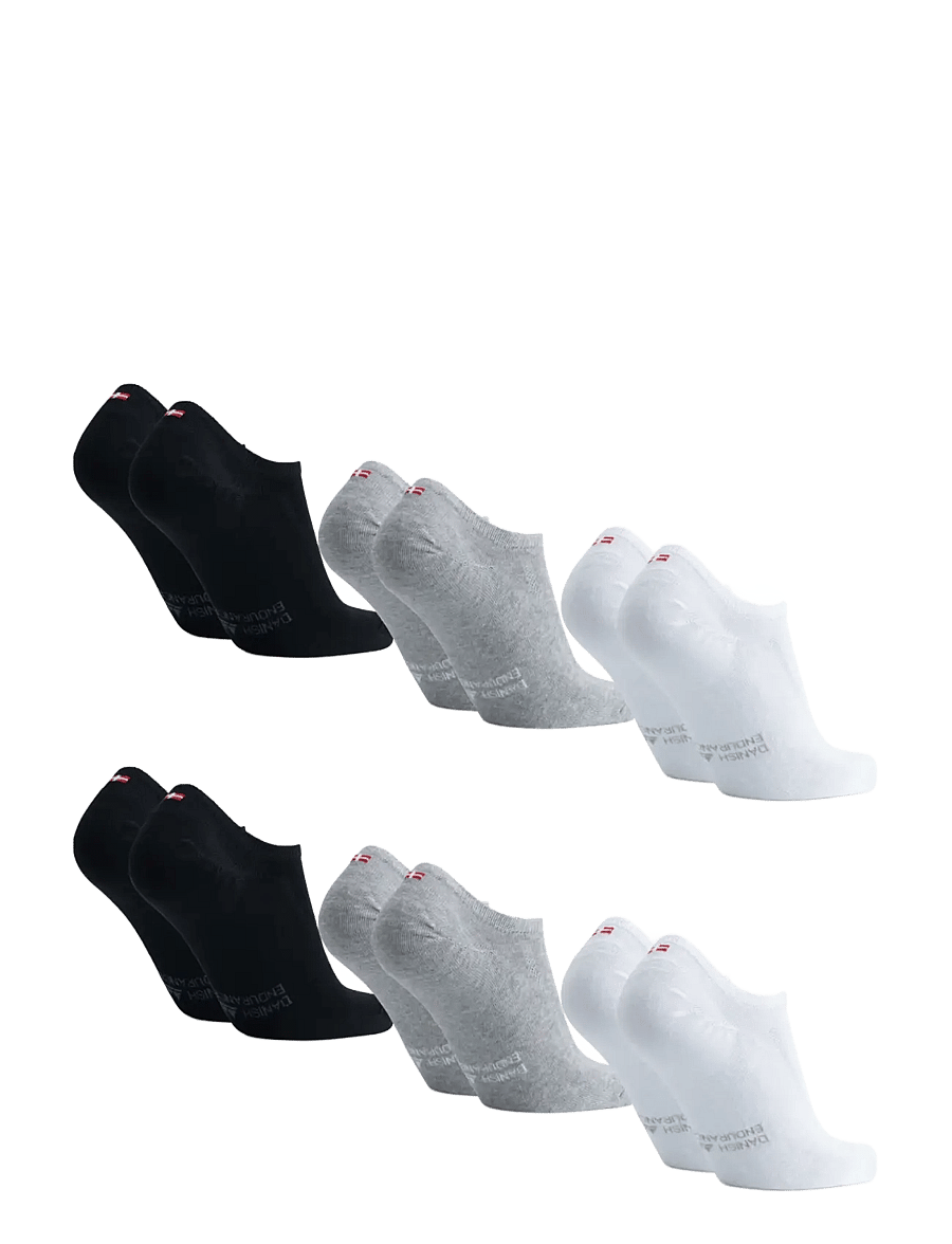 Danish Endurance - Cotton No-Show Socks 6-pack - träningsstrumpor - multicolor (2x black, 2x grey, 2x white) - 2