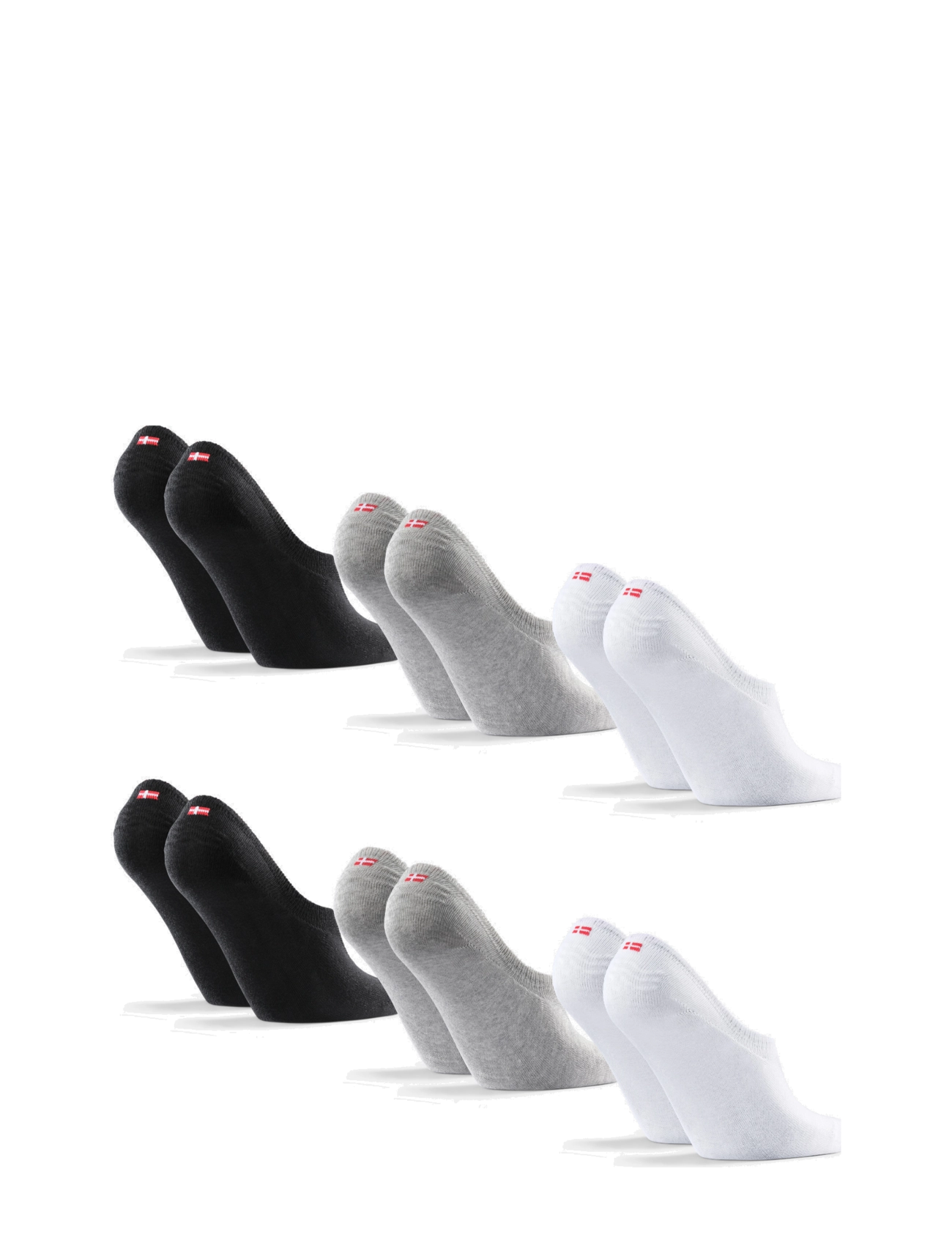 Danish Endurance - Cotton No-Show Socks 6-pack - strümpfe - multicolor (2x black, 2x grey, 2x white) - 2