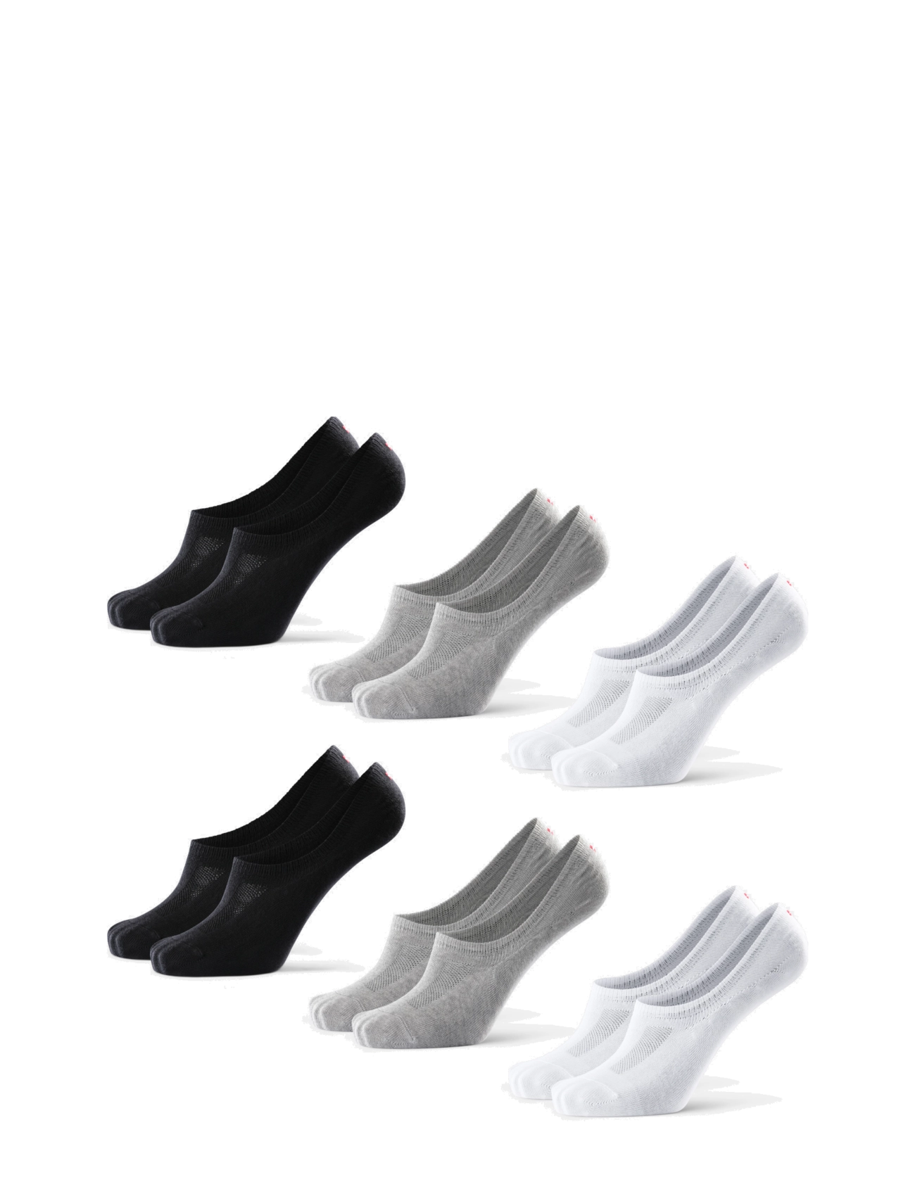 Danish Endurance - Cotton No-Show Socks 6-pack - strümpfe - multicolor (2x black, 2x grey, 2x white) - 3