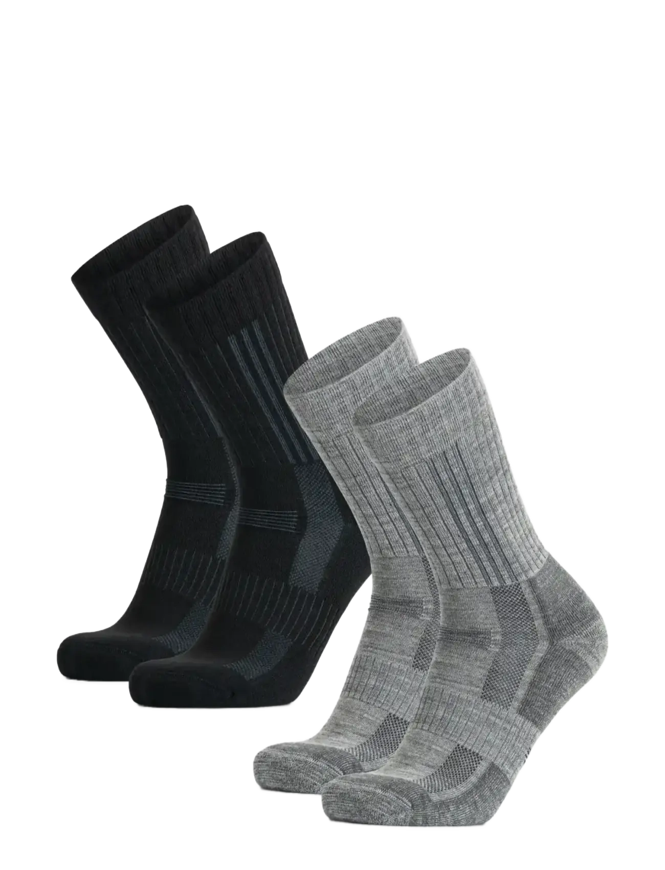 Danish Endurance Premium Hiking Crew Socks 2-pack - Tøj - MC (1XBLACK/GREY, 1XLIGHT GREY) / multi
