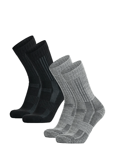Danish Endurance Premium Hiking Crew Socks 2-pack - Kleidung - MC (1XBLACK/GREY, 1XLIGHT GREY) / multi
