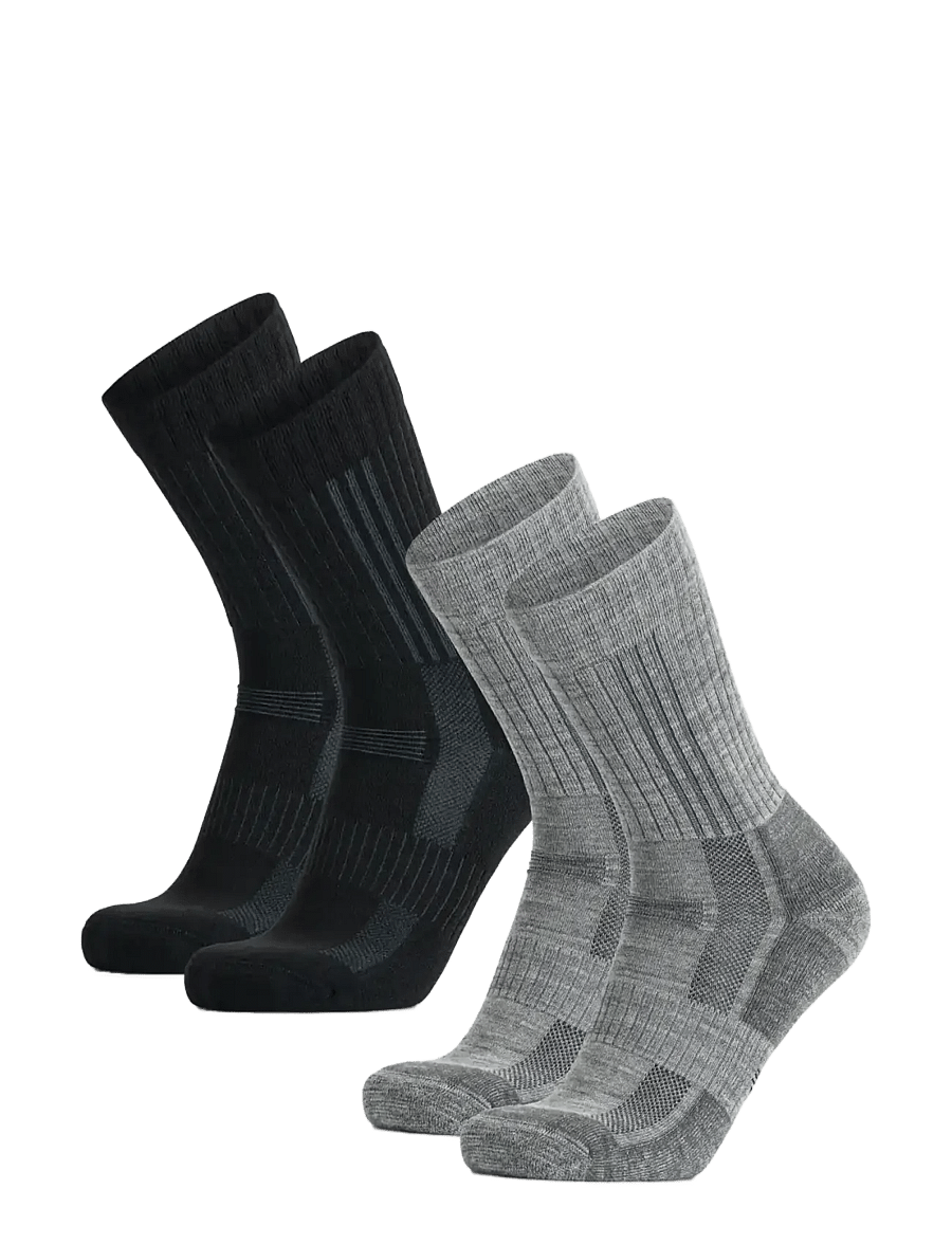 Danish Endurance - Premium Hiking Crew Socks 2-pack - spordisokid - mc (1xblack/grey, 1xlight grey) - 1