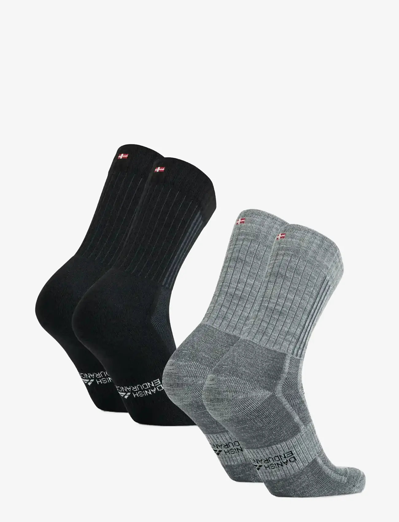 Danish Endurance - Premium Hiking Crew Socks 2-pack - sportsocken - mc (1xblack/grey, 1xlight grey) - 2