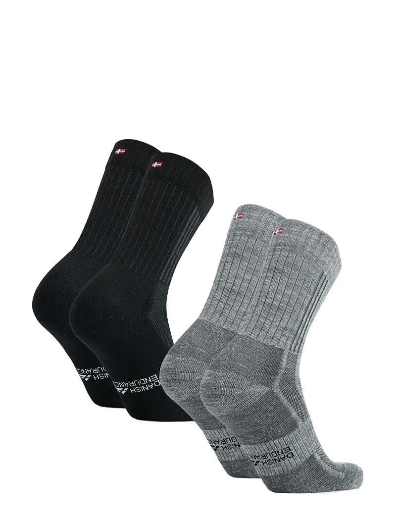 Danish Endurance - Premium Hiking Crew Socks 2-pack - sportsocken - mc (1xblack/grey, 1xlight grey) - 2